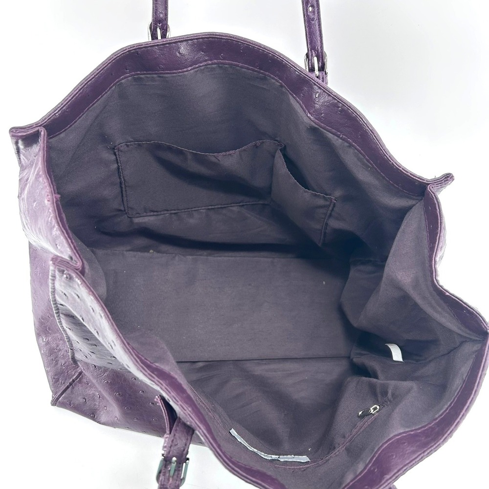 Braciano Purple Ostrich Embossed Faux Leather Large Tote Shoulder Bag Handbag - Picture 4 of 9